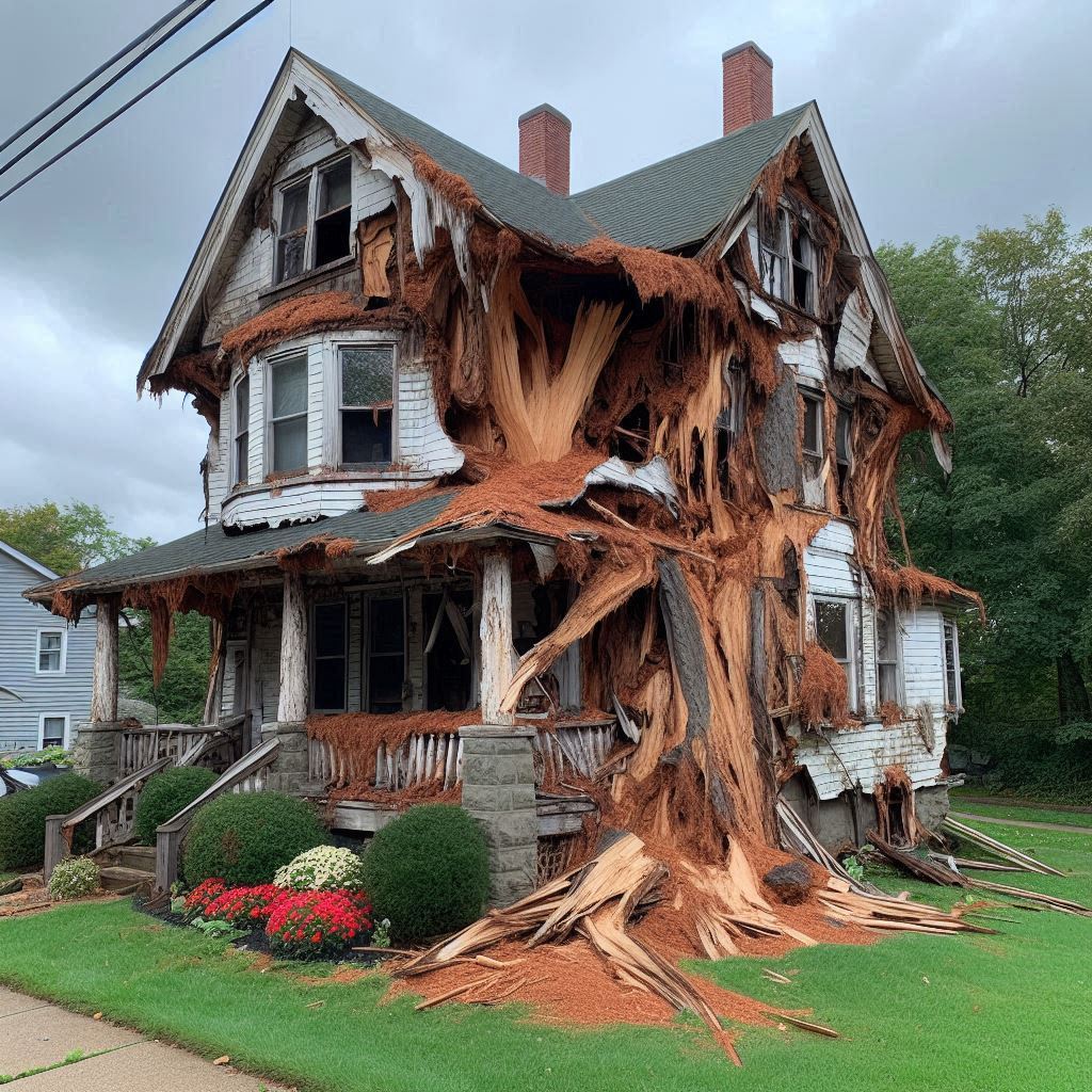 Damaged tree on an Fultondale home showing signs of disease and decay